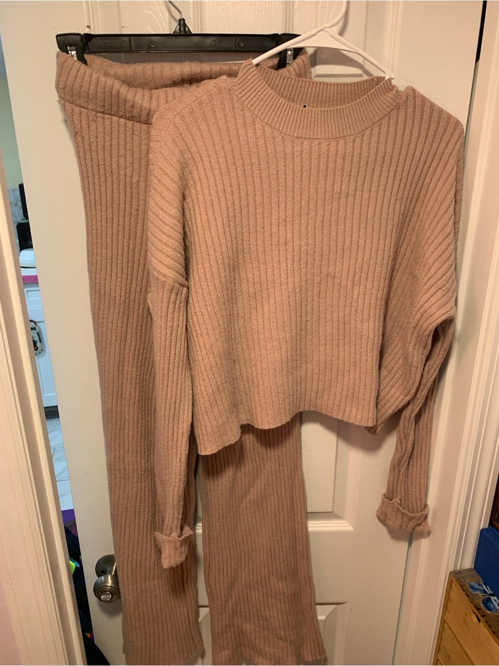 Sincerely Jules Blush Ribbed Knit Sweater& pants set